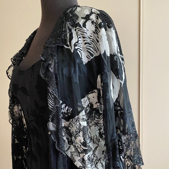 NWT LONG BLK SILK DRESS W/JACKET S - Picture 5 of 10